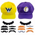 성인 청소년 할로윈 파티 용품 코스프레 2Pc 22.7-23.4인치 퍼플 옐로우를 위한 AEIOUO 노블리티 슈퍼 브라더스 코스튬 모자 : 레야스토어