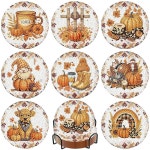 홀더 코크 패드가 있는 미탄 8개 다이아몬드 아트 코스터 키트, 가을 다이아몬드 도트 아트 페인팅 코스터즈 홈 오피스 장식용 공예 키트(가을... 