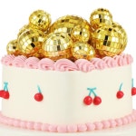 디스코 볼 케이크 토퍼 12개, 5가지 사이즈 생일 파티 장식 작은 테이블 중앙 70년대 테마 댄스 용품 라스트 골드 Silver : 루비노샵