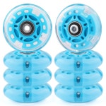 글레이더 인라인 스케이트 휠 및 초급 인라인 스케이트를 위한 ABEC 7 베어링이 장착된 85A 실내 실외 교체 휠 조명 8팩(파란색 72mm) 64mm... 