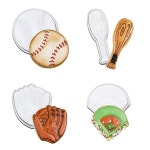 모스토프 야구 쿠키 커터 세트 스 가 된 4 스포츠 배트 글러브 필드 케이크 장식 도구 생일 파티 용품 Baseball 3 5 inch : 아마마켓03