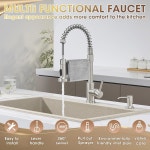분무기 브러시드 니켈 스테인리스 스틸 싱글 핸들 1 또는 3 홀 이중 기능 스프링 상업용 주방 수도꼭지 캠핑카 RV 바용 SOEBIZ... 