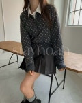 [SALE] AN 줄리엣 도트 가디건 라운드넥 땡땡이 울 캐시 니트 cd (2c) : 스테이노아