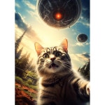 UFO 셀카 고양이 500피스 퍼즐 외계 우주선을 탄 UFO 고양이 직소 퍼즐 고양이와 외계인 팬들 재미있고 퍼즐 500피스 1 Pooping... 