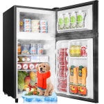 WANAI 3.5 Cu.Ft 미니 냉장고, 냉동고가 있는 독립형 7단계 조절식 온도조절식 선반, 사무실 기숙사 아파트 블랙용 소형 냉장고 : 피현컴퍼니