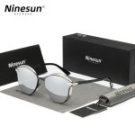 NINESUN 패션 고양이 눈 여성 선글라스 유행 편광 된 인과 안경 럭셔리 숙녀 UV400 라운드 대형 프레임 : 선업공덕
