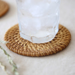 라탄 티코스터 컵받침대 우드코스터 찻잔 홈카페 원형 캔들받침 트레이 감성 : 이소품