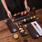 일본 스시 접시 긴 상업용 세라믹 식기 창의적인 스톤 사우리 접시 바베큐 사시미 롱 사각형 : 이십이룡산업