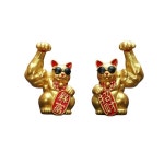 수동계수기 큰근육 팔 행운의 고양이 입상 수집 송진 공예 장식 책상 카운터 스토어 현대 선반 : 뉴욕디파이