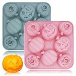 3D 호박 실리콘 몰드, 아로마테라피 캔들을 위한 할로윈 몰드 2팩 초콜릿 푸딩 디저트 젤리, 파티 소품을 수제 비누 컵케이크 토퍼 : 스마일포레마켓