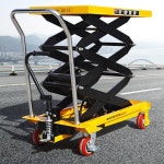 자동 리프트 운반 트럭 이동식 작업대 대차 소형 테이블 수동 구르마 유압 카트 수레 트롤리 : 글로벌픽1004
