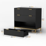 침실용 안믹 블랙 드레서, 넓은 수납 공간을 갖춘 서랍장 3개, 침실 거실용 모던 우드 서랍장, 복도용 서랍장 H0073 Brown 3 Drawer... 