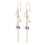 로쿠미 큐빅 지르코니아 & 인조 진주 스윙 훅 귀걸이 | 저자극성 니켈 프리 3가지 마감으로 제공 24K 골드, 핑크 실버 cu-7 18K pinkgold... 