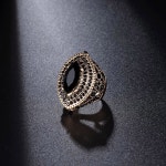 CKHAO 여성 반지 - 32mm 빅 사이즈 앤티크 골드 도금 터키 스타일 블랙 보석 빈티지 주얼리 J0769BLK 6 : 다산리플마켓