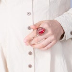 CKHAO 여성 반지 - 32mm 빅 사이즈 앤티크 골드 도금 터키 스타일 레드 보석 빈티지 주얼리 J0769RED 6 : 다산리플마켓