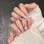 10개 프랑스 오벌 핸드메이드 네일 팁 완성된 컬러풀 캣츠아이 가짜 데이터케이블 패션 글리터 아몬드 모양 : 에스디 물산