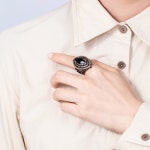 CKHAO 여성 반지 - 32mm 빅 사이즈 앤티크 골드 도금 터키 스타일 블랙 보석 빈티지 주얼리 J0769BLK 6 : 다산리플마켓