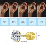 남성 및 여성용 호플리 모이사나이트 스터드 귀걸이, D 컬러 VVS1 저자극 순수 티타늄 스크류 백 라운드 웨딩 귀걸이 앙증맞은 연골 나선... 