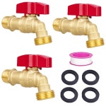 TMOK 3 PCS 1/4 턴 아웃도어 수도꼭지-브라스 호스 빕 정원 수도꼭지, 1/2 MIP 입구, 3/4 MHT 출구, 테프론 테이프 및 와셔 포함, 내동토성... 