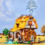 펀홀 중세 시리즈 움직이는 물레방아 방앗간 LED 조명 포함 호환 조립 블럭 F9061 : 구매대행판다