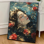 페인팅 물 속 소녀와 장미꽃 윤슬 diy 명화그리기 풍경화 그림 색칠하기 유화 캔버스 세트 : 바스케토피아