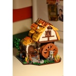 펀홀 중세 시리즈 움직이는 물레방아 방앗간 LED 조명 포함 호환 조립 블럭 F9061 : 구매대행판다