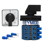 KEYMOO 20A 회전식 전환 5방향 3NO 3NC 660V 6 포 3상 12 터미널 블루 포크 터미널이 있는 범용 셀렉터 W26 20/0 5 : 엠제이상점