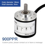 QLWAHK 38MM 증분 인코더 6MM 축 회전 광학 센서 A B/Z 2/3 상 5/8 와이어 10 1024 3600 PPR 5/24/30 V ZSP3806 900PPR : 엠제이상점