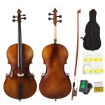 풀사이드 44 매트 내추럴 컬러 스프루스 패널 첼로 백 보우 로진 브릿지 스트링 포함 : 오프마켓1