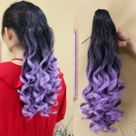 1Pc 크로스 염색 합성 긴 곱슬 머리 밴드 잡아 클립 포니 테일 가발 거짓 푹신한 땋을 수 있습니다 : 에스디원물산