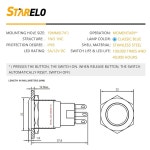 STARELO 10AMP 19MM 1 9CM 3/4인치 순간 푸시 버튼 12V 1NO1NC 방수 스테인리스 스틸 쉘 LED 링 와이어 소켓 플러그 블루 : 엠제이상점
