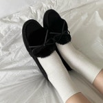 [G3922] 호피 레오파드 스웨이드 퍼안감 리본 모카신 로퍼 : 새로이클라쓰