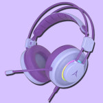 보라색 퍼플 유선 진동 게이밍 헤드셋 노이즈 캔슬링 마이크 PC방 노트북 게임 헤드셋 : HyunCom