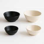 국산 멜라민 플라스틱 공기 밥그릇 식당 뷔페 1호2호3호 크림 블랙 : 어반테이블