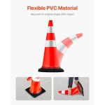 eAj VEVOR 안전 콘, 8 x 30 교통 콘, PVC 오렌지 건설 콘, 반사 칼라 교통 콘, 교통 통제, 진입로 도로 주차 및 학교 개선에 사용되는 블랙 가중... 