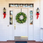 나홀로 24인치 크리스마스 화환 40 LED 조명 및 머가 장착된 프리 라이트 인조 솔방울 솔잎 현관 야외 실내 장식용 그린 Snow Flo ed : Rago