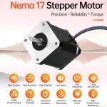 YEJMKJ 네마 17 스테퍼 모터 2상 1.8 0.84Nm(118.95온스 인치) 고토크 바이폴라 60mm 2.3A 1.5 4와이어 샤프트 24mm 5mm 42 케이블 1M 3D... 