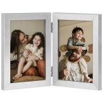 데코홈 더블 4x6 액자 세로 엔지니어드 우드 이중 폴드 사진 액자 테이블탑 디스플레이용 플렉시글라스 4x6 실버 4x6 Bla : 아모레바이지