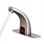 파이어 자동 무터치 욕실 수도꼭지, 센서 활성화 핸즈 프리 브러시 니클 믹서, 데크 플레이트 Brushed Nickel : 모현율글로벌샵