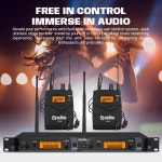 모노 인이어 모니 시스템 2채널 UHF IEM 스테이지 모니터 무대 공연용 40 조정 가능한 주파수 NOG With 2 Receiver : 그린오션0505