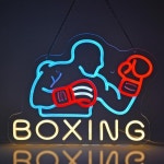 복싱 네온 라이트 벽 아트 장식, 피트니스 클럽 체육관 스포츠 룸 운동 게임 남성 소년 선물, USB 전원 조광 가능 : 그리다 컴퍼니