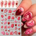 2pcs 5D Envy Eye 할로윈 네일 아트 스티커 심장 폐 적색 테러 디자인 슬라이더 매니큐어  네일 아트 장식 : yonginandur