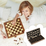 체스 보드 접이식 디자인 마그네틱 나무 및  세트 교실 대기실 자동차 여행 집위한 장난감 : 미주포일