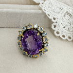 자수정 원석 반지 실버925 : 로쿠 쥬얼리