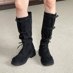 [G3936] 스웨이드 벨트스트랩 워커 통 넓은 롱부츠 : 새로이클라쓰