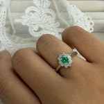 에메랄드 다이아몬드 원석 반지 프리링 실버925 : 로쿠 쥬얼리