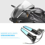YAMAHA YZF R7 2021-2025 YZF R6 17-20 R1 15-19 용 라이트 미러 바람 조절 식 회전이있는 오토바이 백미러 : 코지마켓1