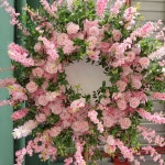 웨딩 홈 데코 핑크 인조 장미 수국 등나무 원형 꽃 매달린 금속 후프 프레임 J2611 : 해파상