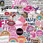 50개의 결함 있는 페미니스트 스티커 여성 립버는 두려움 없는 여성에게 동등한 권리를, 물통 노트북용 소녀 파워 휴대폰 스케이트보드 기타 헬멧... 