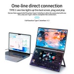 트리플모니터암 접이식 FHD 1080P 15 인치 듀얼 스크린 모니터 트리플 모니터 디스플레이 익스텐더 USB 노트북 PC 더블 스크린 휴대용... 
